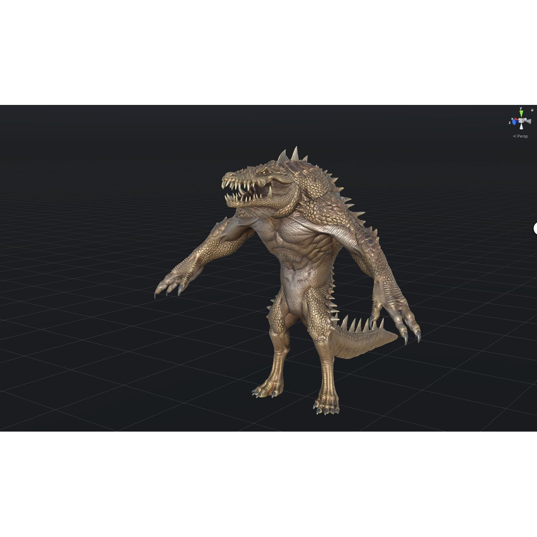 Mutant Crocodile 3D Model – Low Poly Rigged Character for Games - View 60