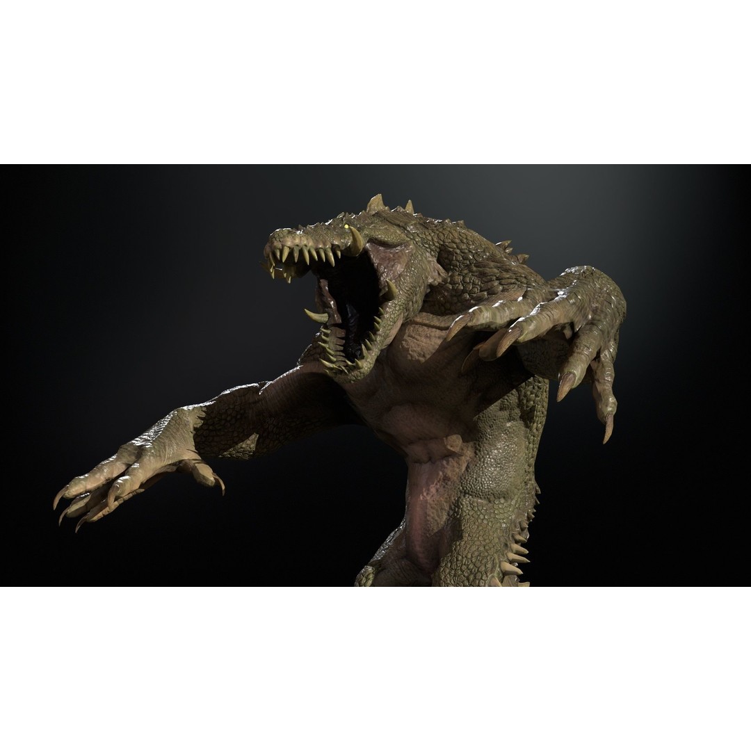 Mutant Crocodile 3D Model – Low Poly Rigged Character for Games - View 7