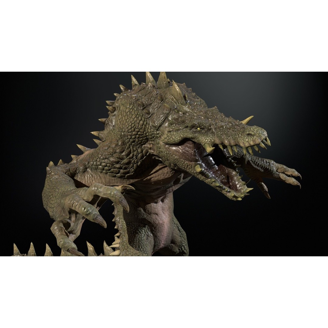 Mutant Crocodile 3D Model – Low Poly Rigged Character for Games - View 8