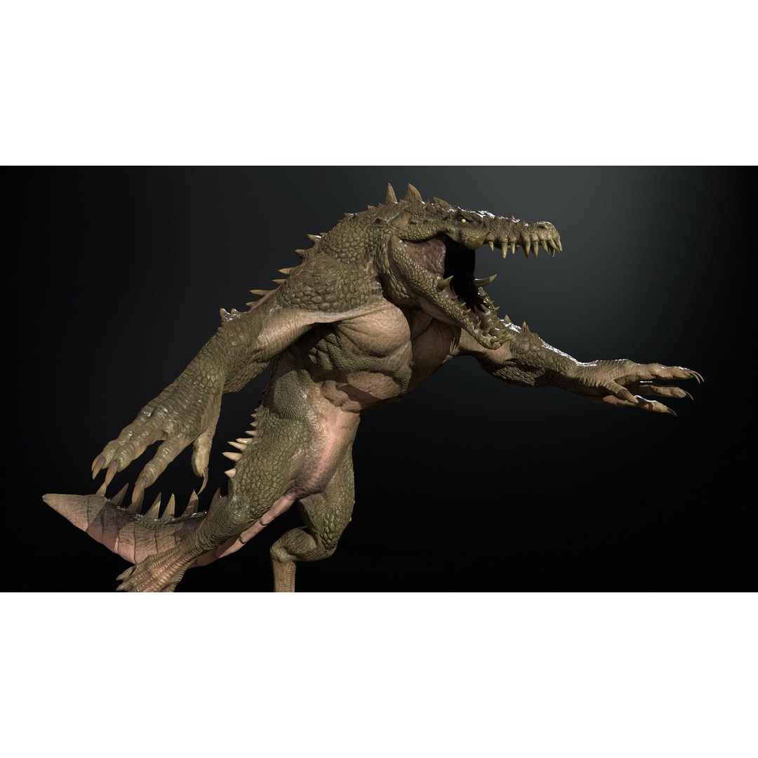 Mutant Crocodile 3D Model – Low Poly Rigged Character for Games - View 9