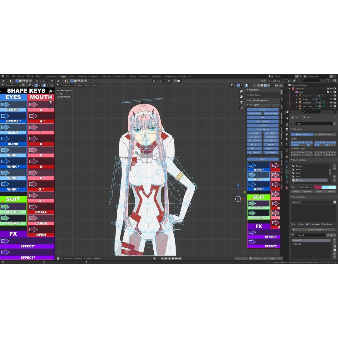 Zero Two 3D Model – Anime Character Rigged for Blender