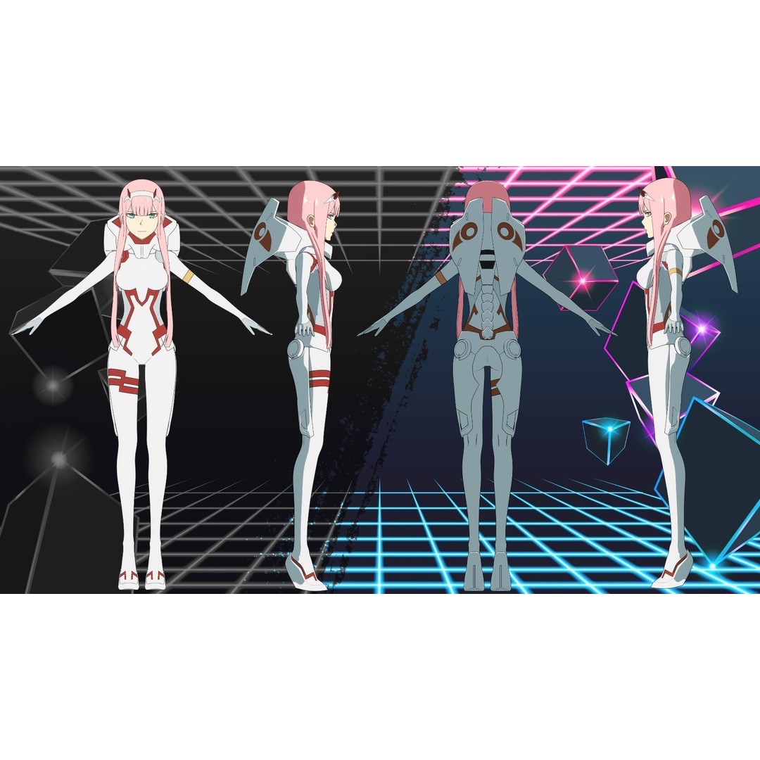 Zero Two 3D Model – Anime Character Rigged for Blender - View 15