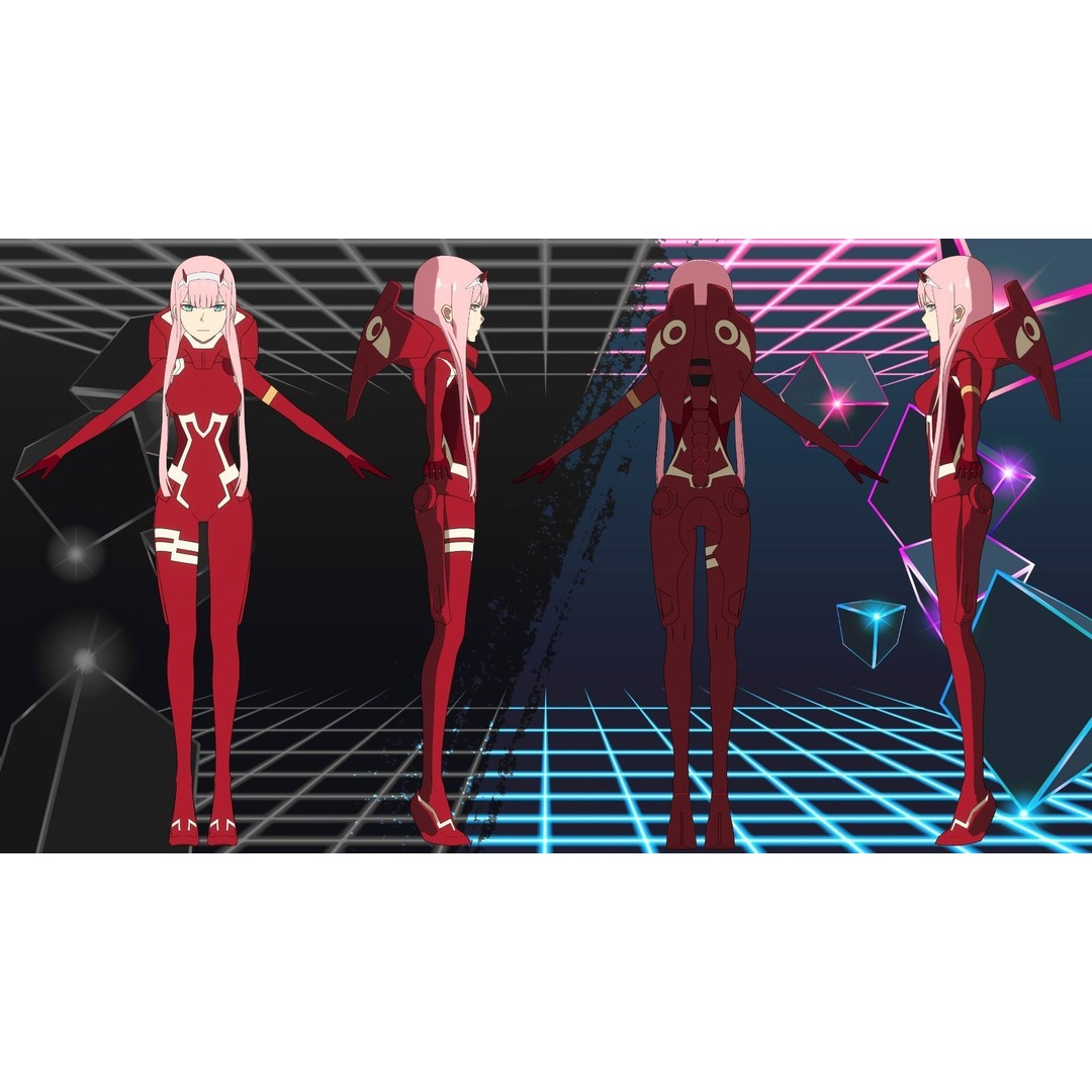 Zero Two 3D Model – Anime Character Rigged for Blender - View 18
