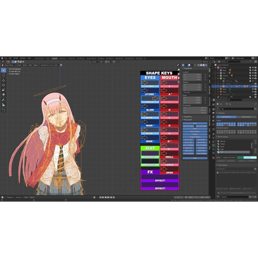Zero Two 3D Model – Anime Character Rigged for Blender - View 20