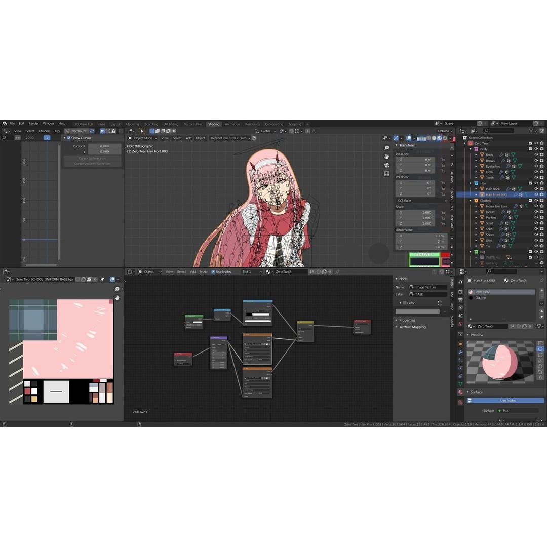Zero Two 3D Model – Anime Character Rigged for Blender - View 22