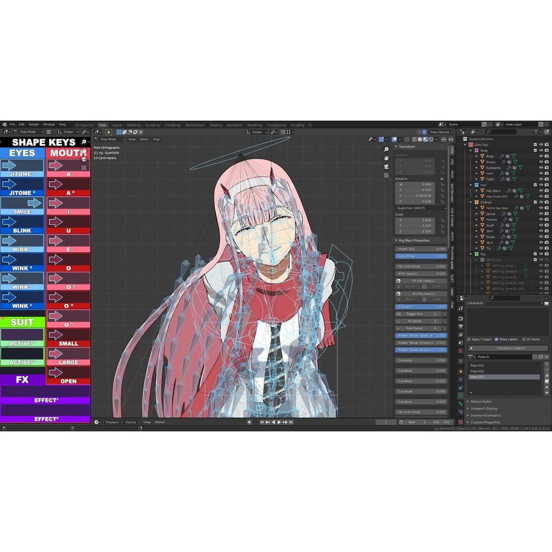 Zero Two 3D Model – Anime Character Rigged for Blender - View 23