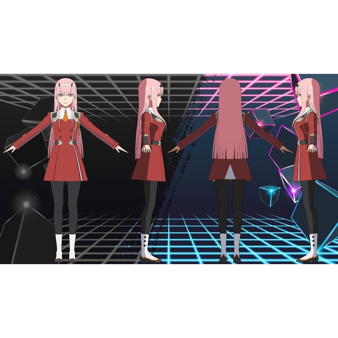 Zero Two 3D Model – Anime Character Rigged for Blender - View 28