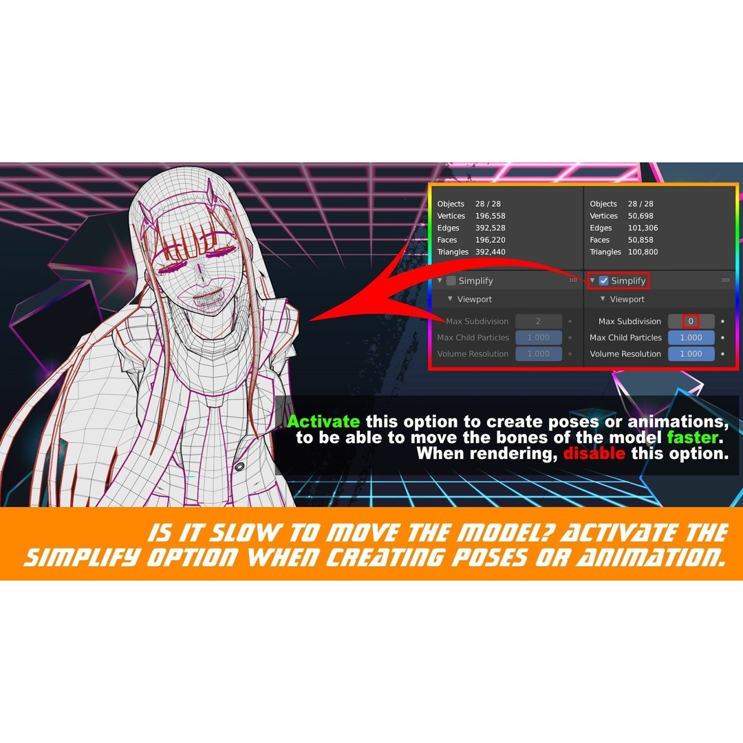 Zero Two 3D Model – Anime Character Rigged for Blender - View 3