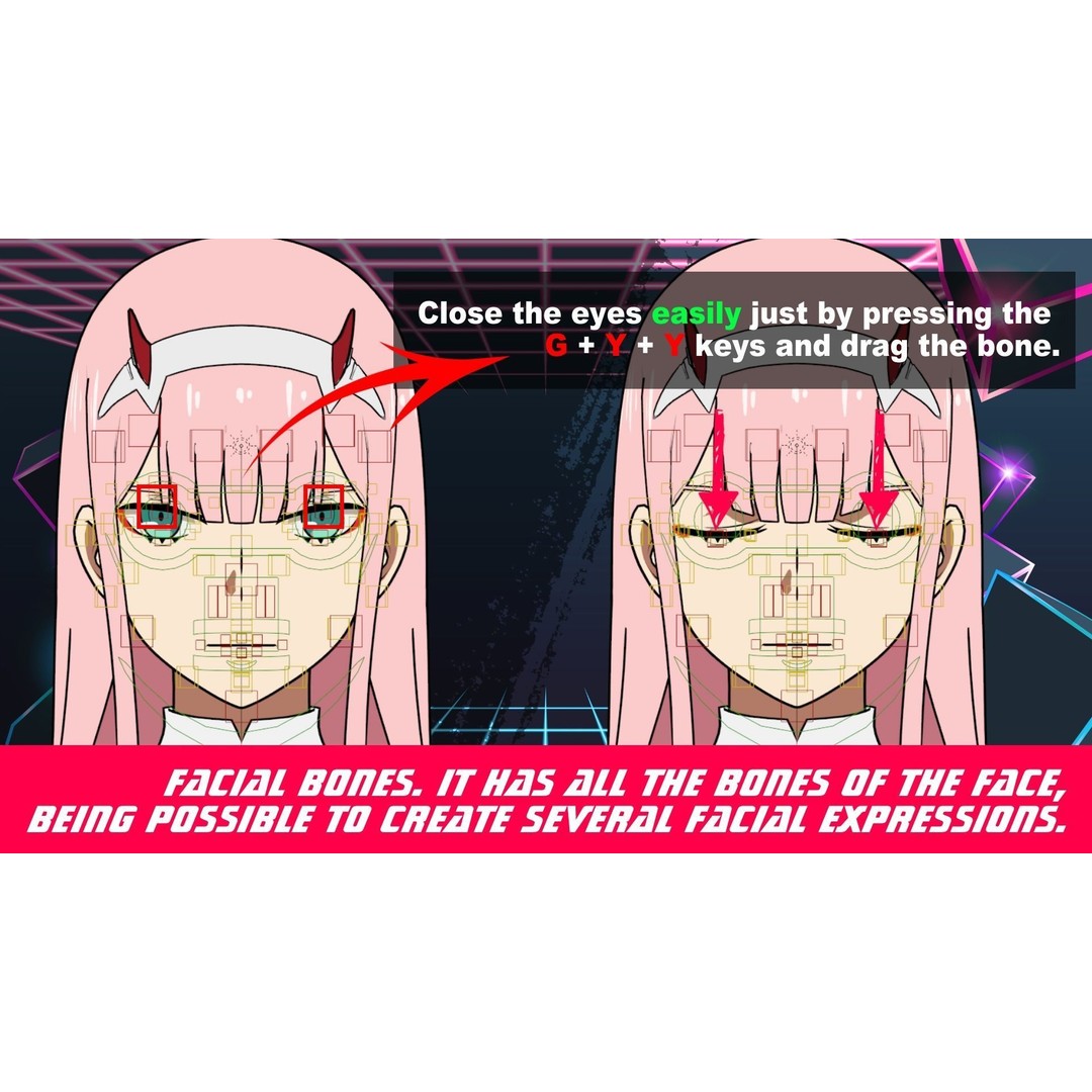 Zero Two 3D Model – Anime Character Rigged for Blender - View 6
