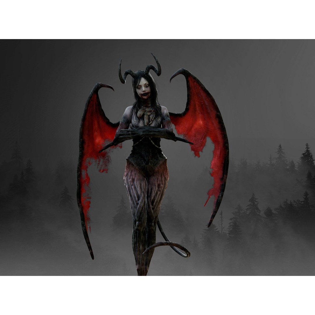 Succubus 3D Model – Low Poly Fantasy Character, Rigged, FBX