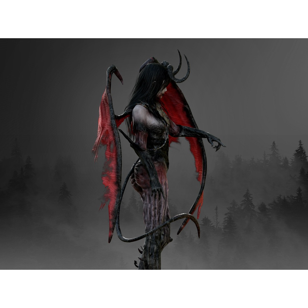 Succubus 3D Model – Low Poly Fantasy Character, Rigged, FBX - View 10