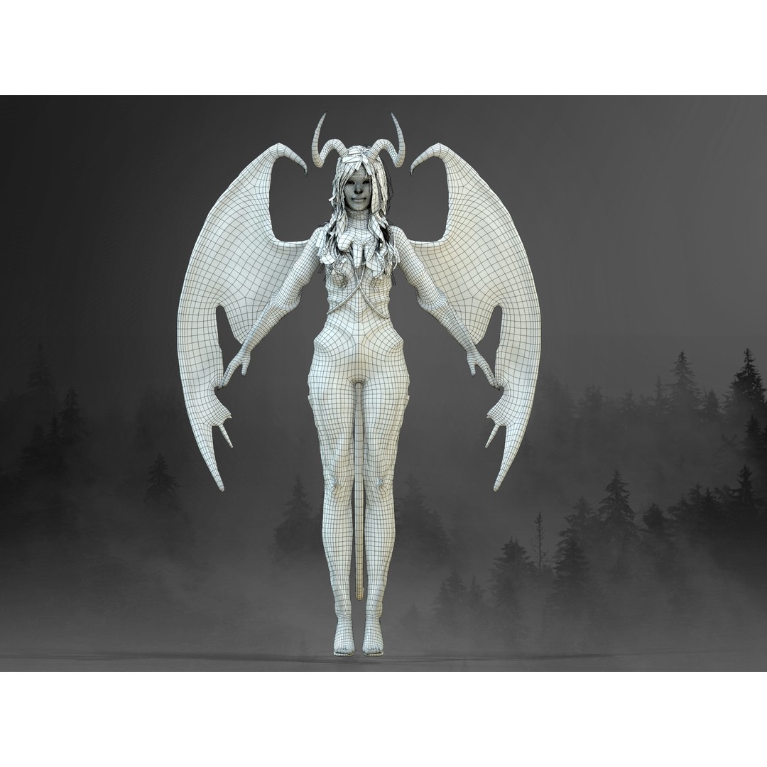 Succubus 3D Model – Low Poly Fantasy Character, Rigged, FBX - View 11