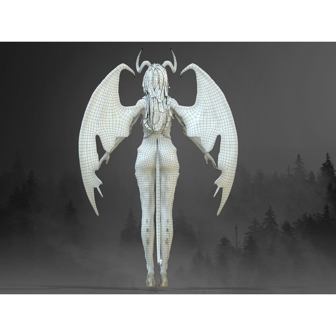 Succubus 3D Model – Low Poly Fantasy Character, Rigged, FBX - View 12