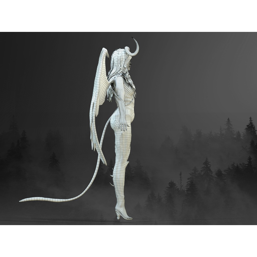 Succubus 3D Model – Low Poly Fantasy Character, Rigged, FBX - View 13