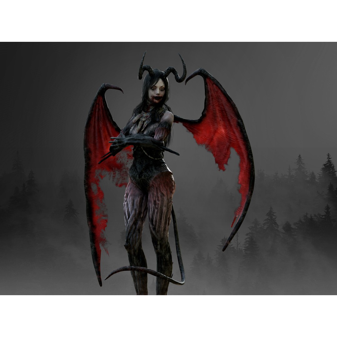 Succubus 3D Model – Low Poly Fantasy Character, Rigged, FBX - View 15