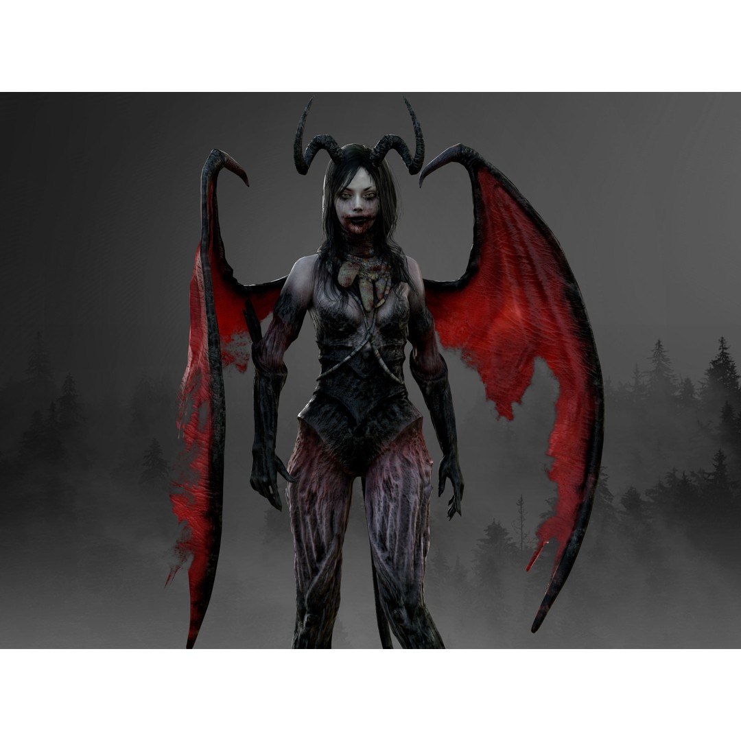 Succubus 3D Model – Low Poly Fantasy Character, Rigged, FBX - View 3