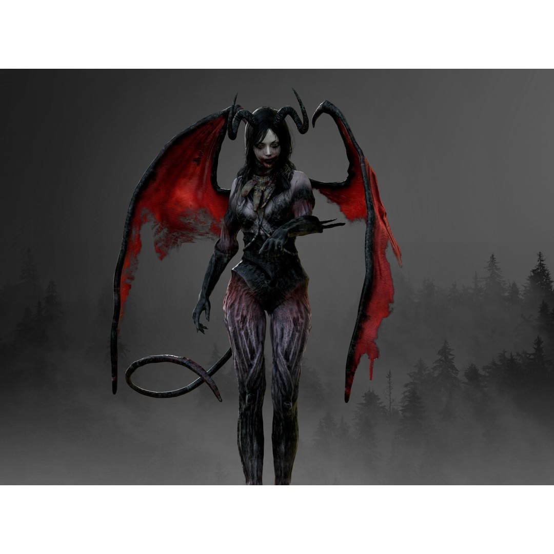 Succubus 3D Model – Low Poly Fantasy Character, Rigged, FBX - View 4
