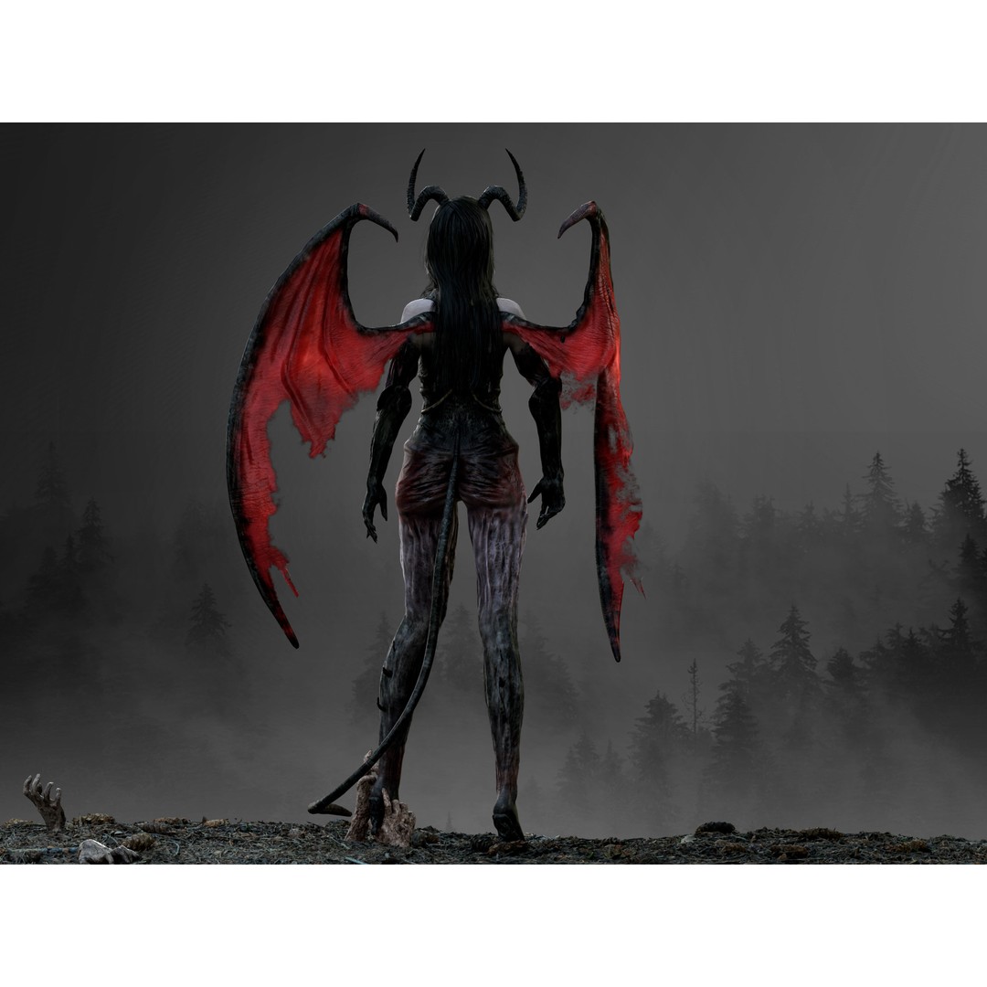 Succubus 3D Model – Low Poly Fantasy Character, Rigged, FBX - View 5