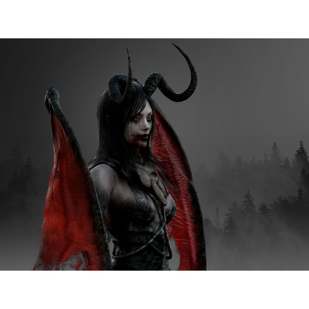 Succubus 3D Model – Low Poly Fantasy Character, Rigged, FBX - View 6