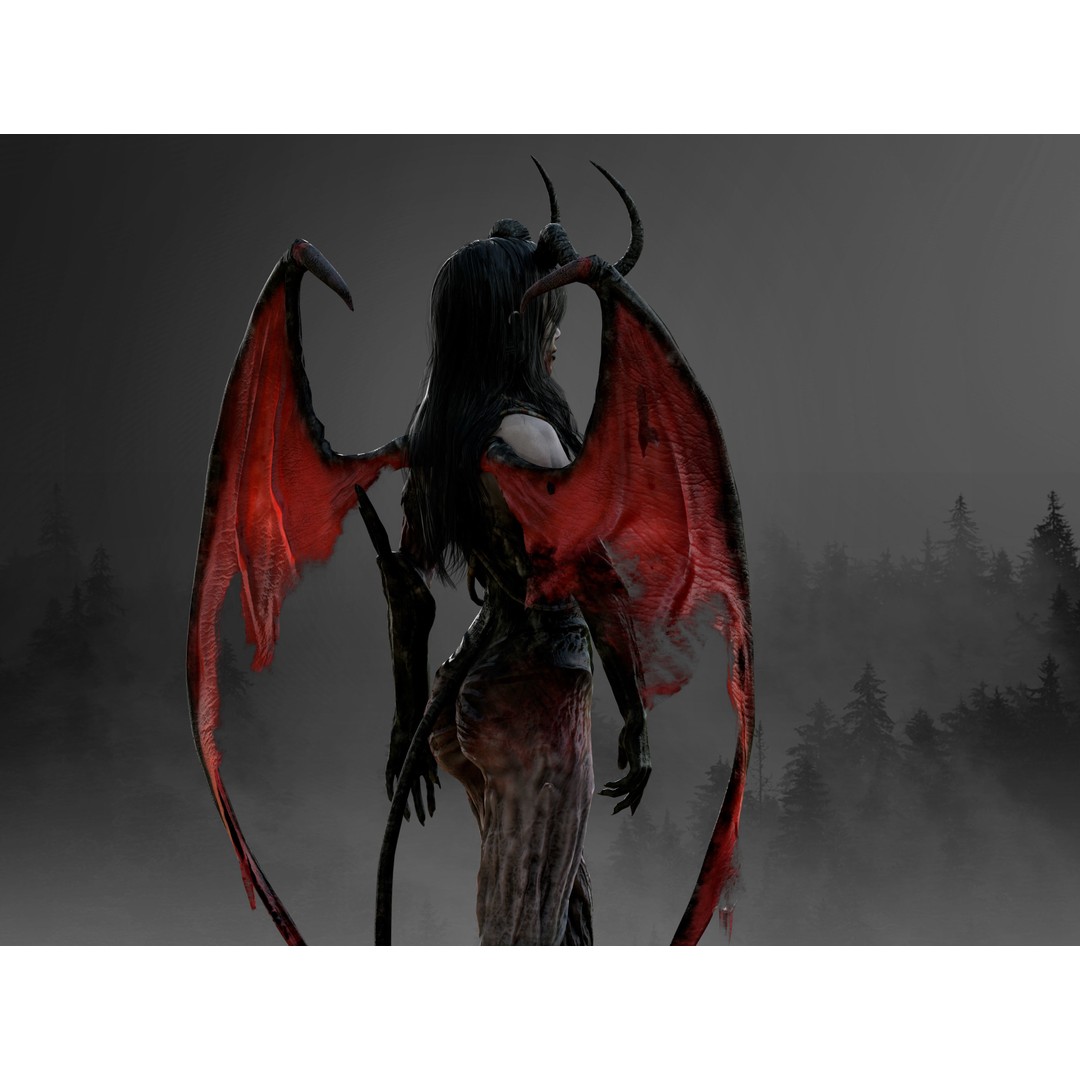 Succubus 3D Model – Low Poly Fantasy Character, Rigged, FBX - View 7