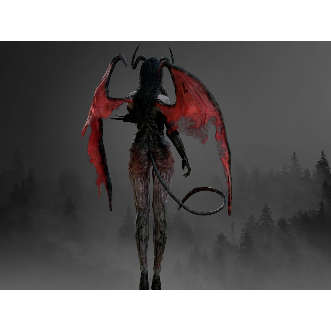 Succubus 3D Model – Low Poly Fantasy Character, Rigged, FBX - View 8