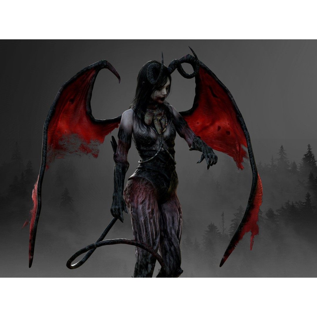 Succubus 3D Model – Low Poly Fantasy Character, Rigged, FBX - View 9