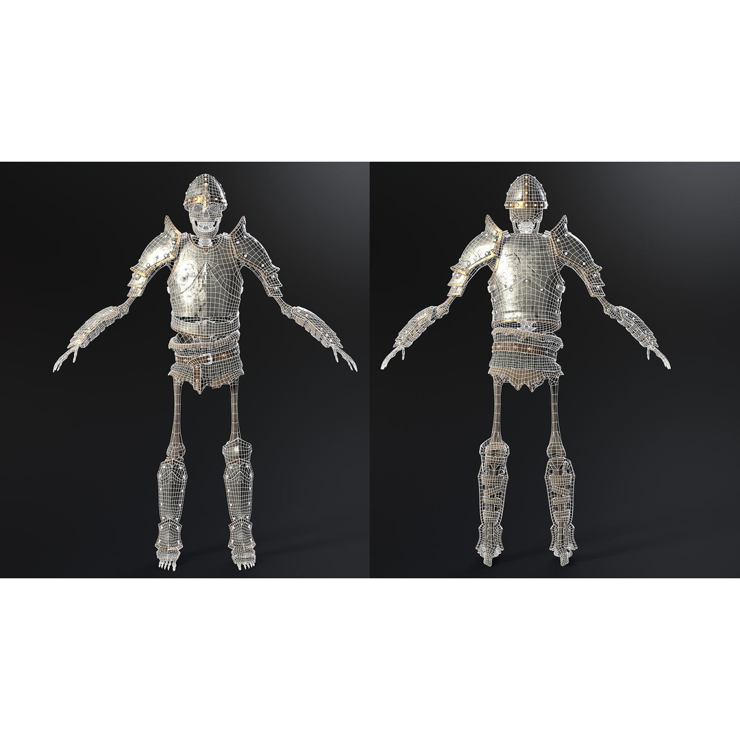 Skeleton Knight 3D Model – Low Poly Game Ready Character, FBX