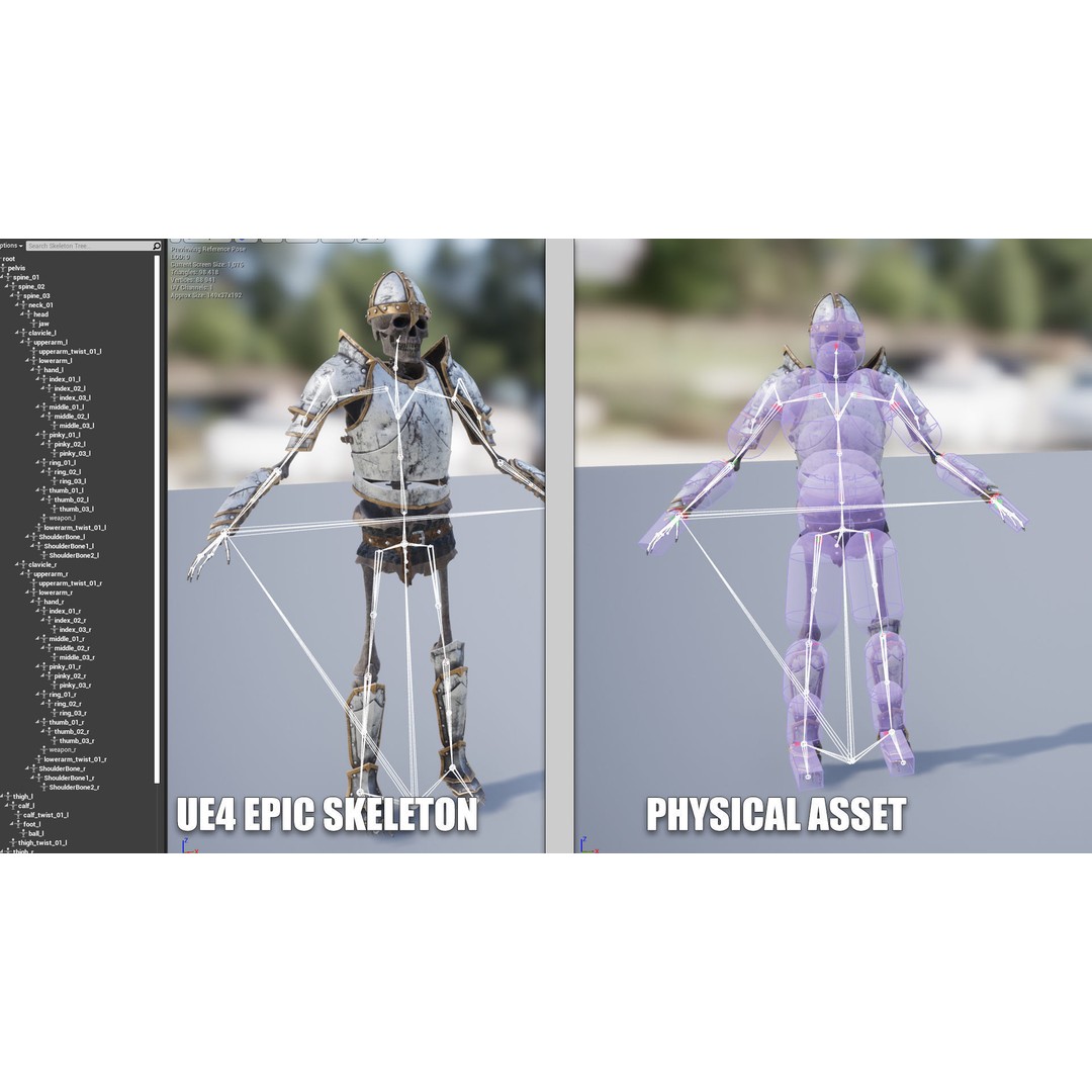 Skeleton Knight 3D Model – Low Poly Game Ready Character, FBX - View 10