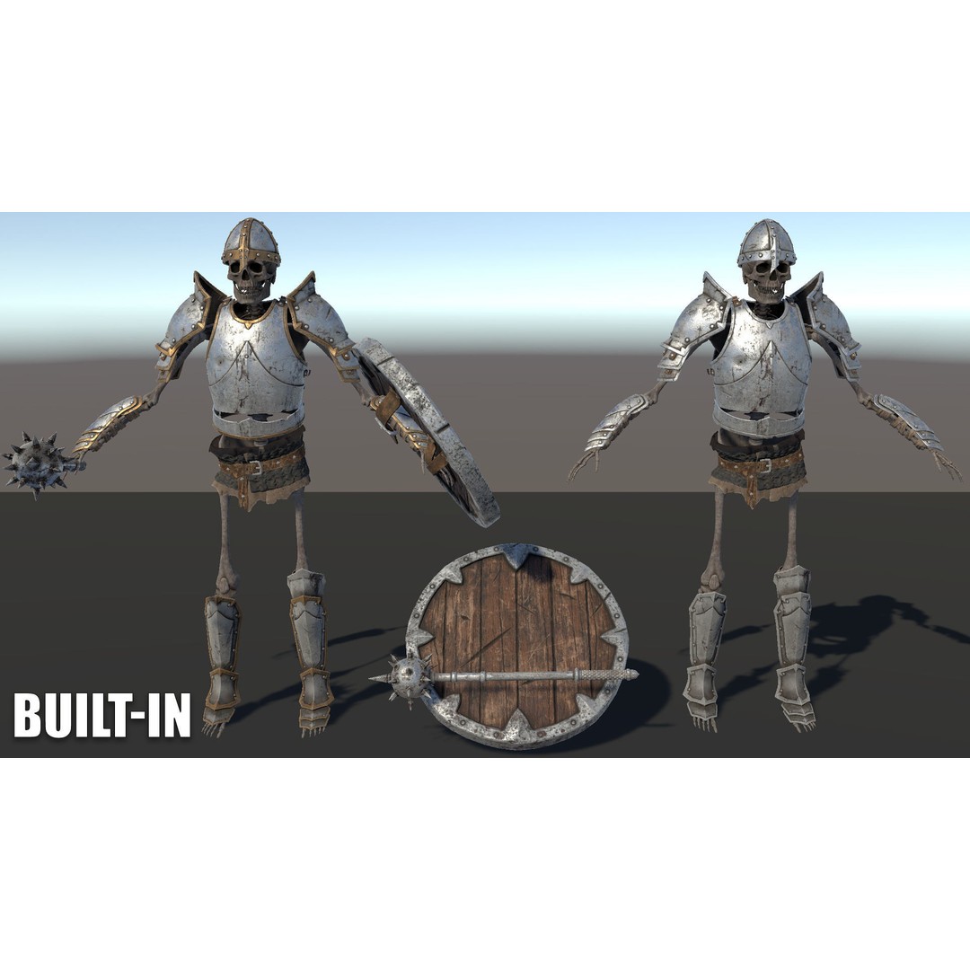 Skeleton Knight 3D Model – Low Poly Game Ready Character, FBX - View 11