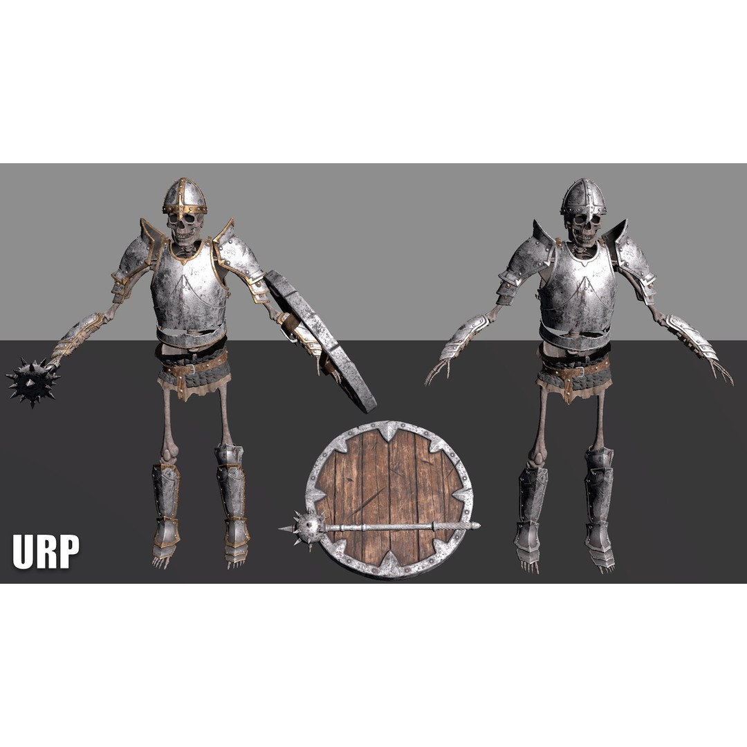 Skeleton Knight 3D Model – Low Poly Game Ready Character, FBX - View 12