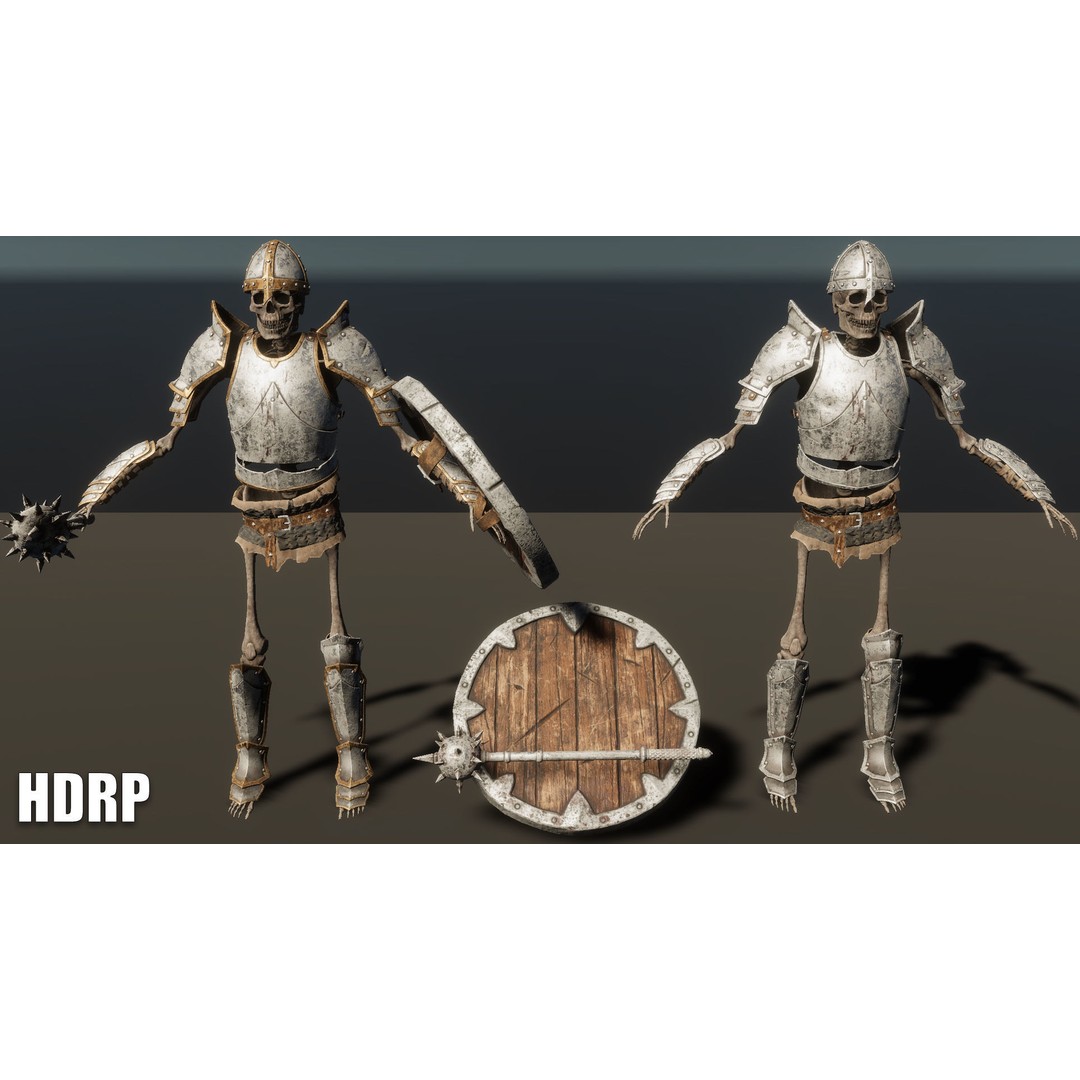Skeleton Knight 3D Model – Low Poly Game Ready Character, FBX - View 13