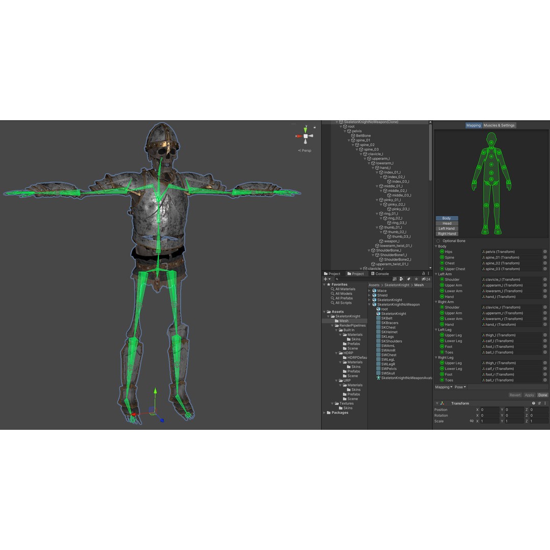 Skeleton Knight 3D Model – Low Poly Game Ready Character, FBX - View 14