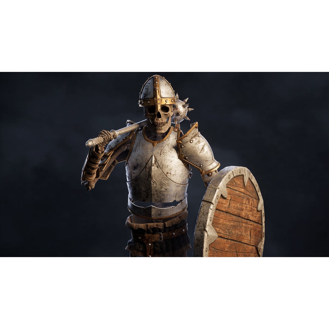 Skeleton Knight 3D Model – Low Poly Game Ready Character, FBX - View 15