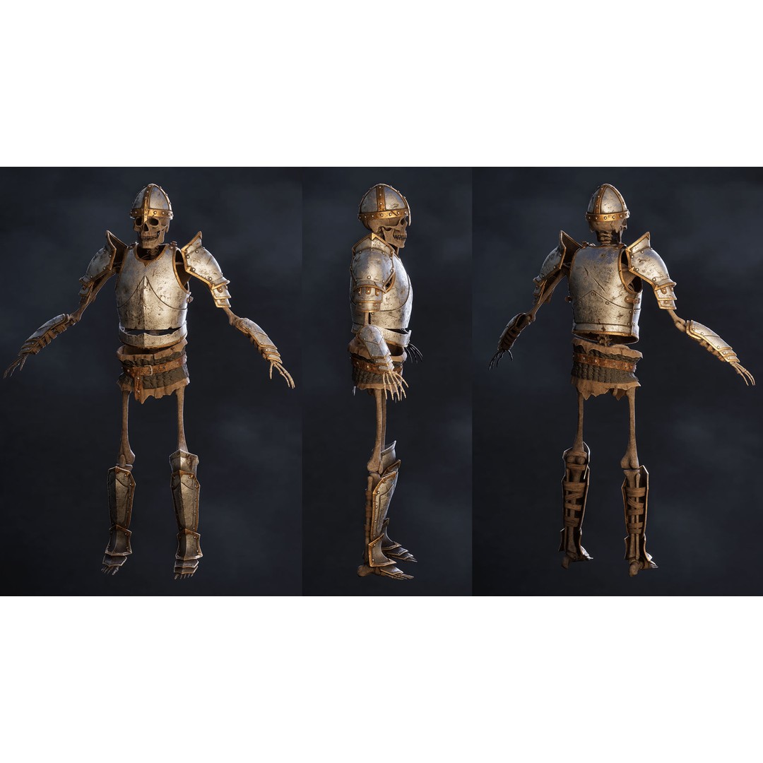 Skeleton Knight 3D Model – Low Poly Game Ready Character, FBX - View 6