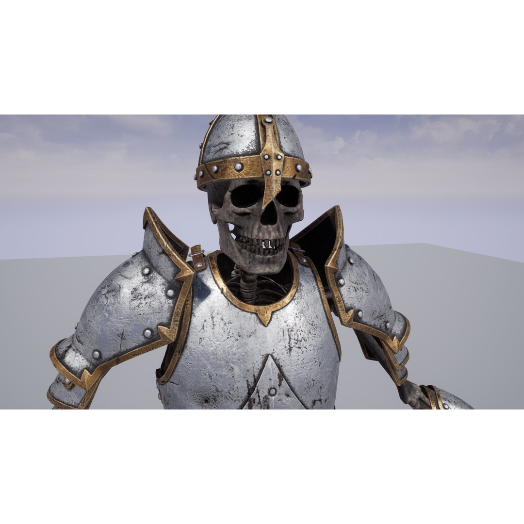 Skeleton Knight 3D Model – Low Poly Game Ready Character, FBX - View 8