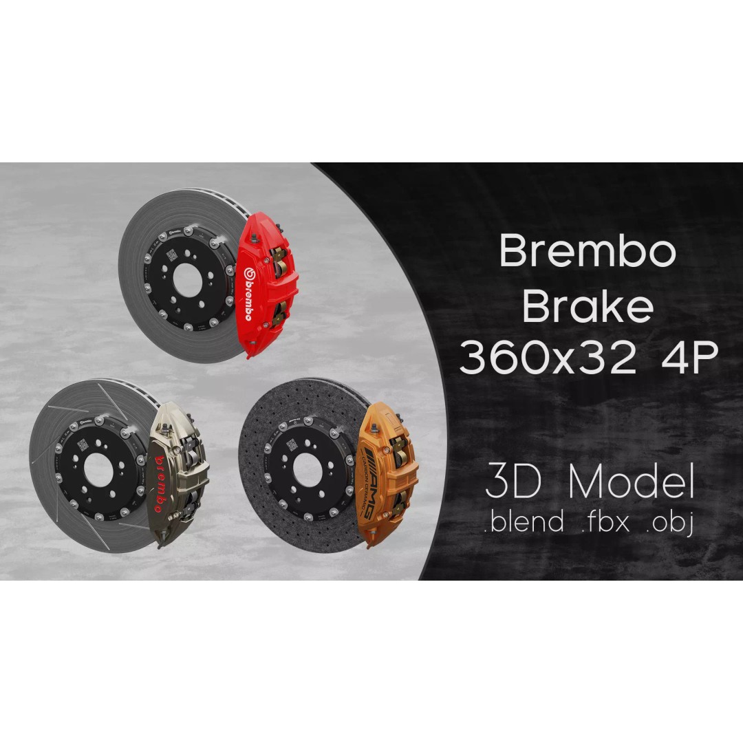 Brembo 360x32 4 Piston Brake 3D Model – High Poly PBR Car Asset, FBX, OBJ - View 2