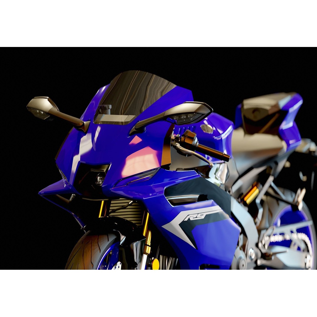 Yamaha R9 2025 3D Model – Realistic Motorcycle Base Mesh, Blender - View 10