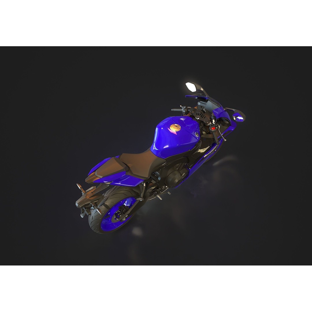 Yamaha R9 2025 3D Model – Realistic Motorcycle Base Mesh, Blender - View 4