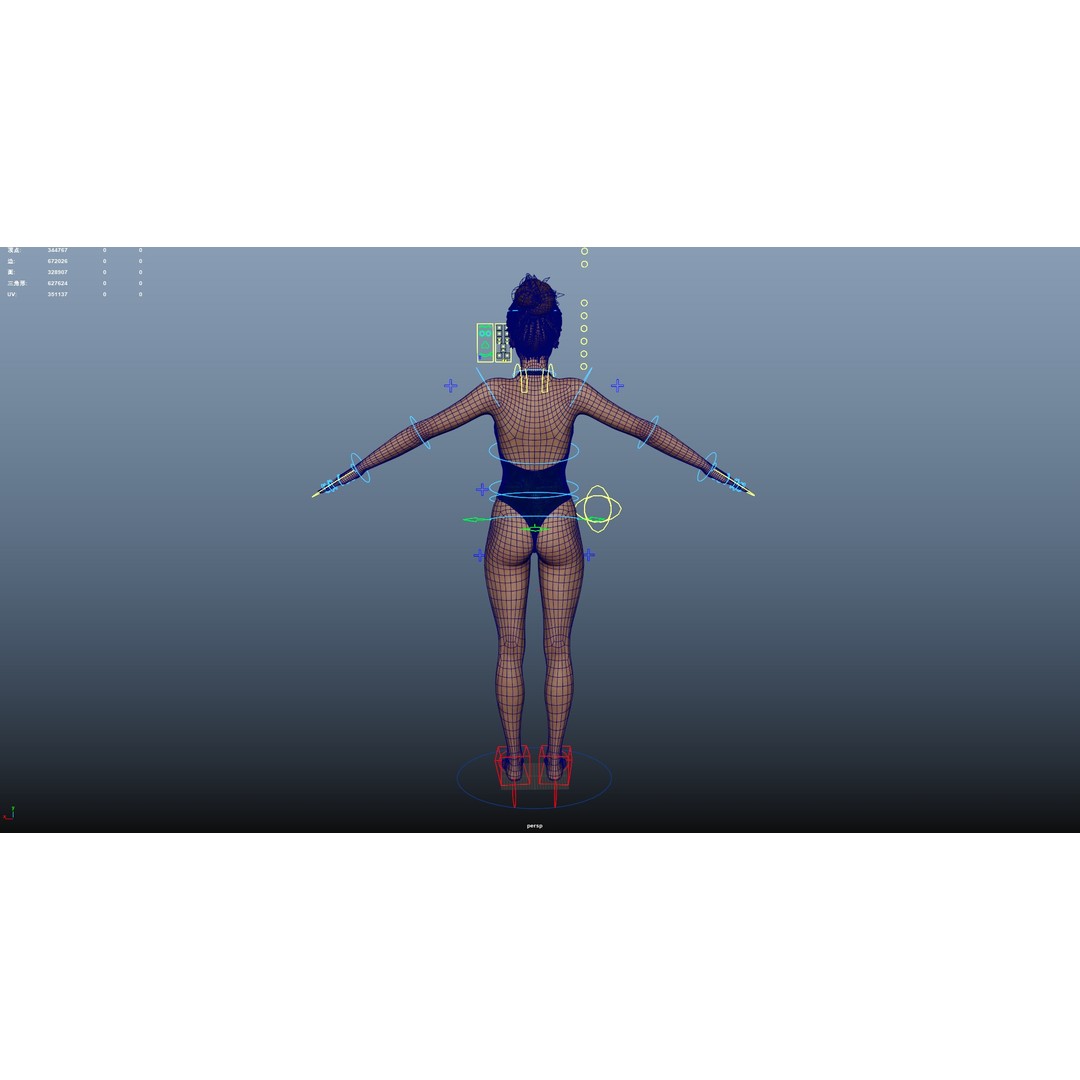 Female Paddleboarder 3D Model – Low Poly Rigged Character, FBX, OBJ