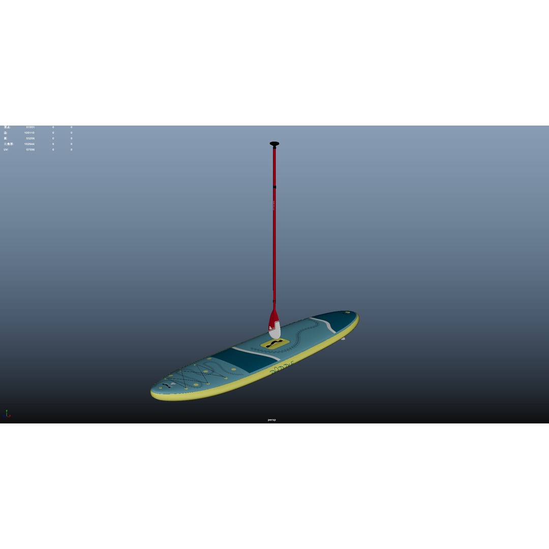 Female Paddleboarder 3D Model – Low Poly Rigged Character, FBX, OBJ - View 25