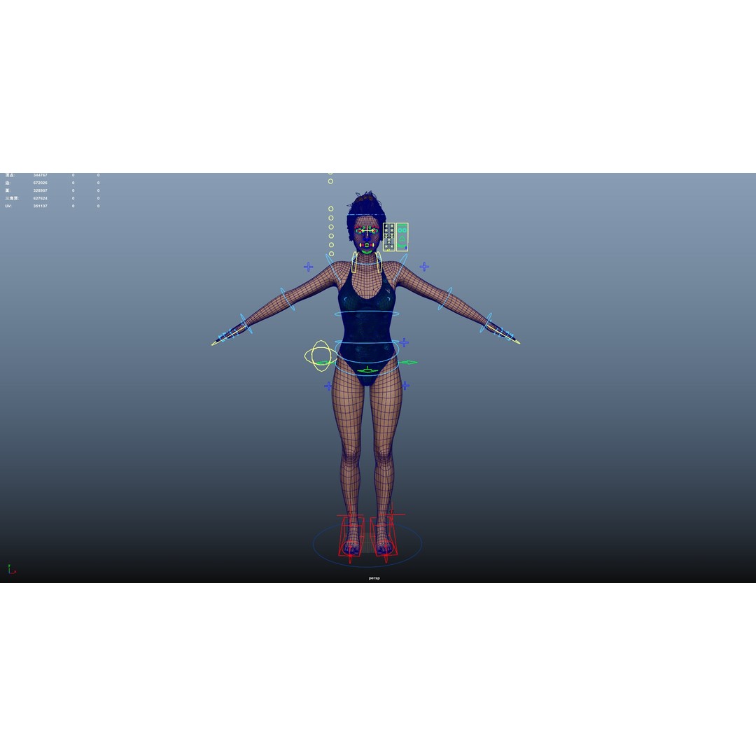 Female Paddleboarder 3D Model – Low Poly Rigged Character, FBX, OBJ - View 29
