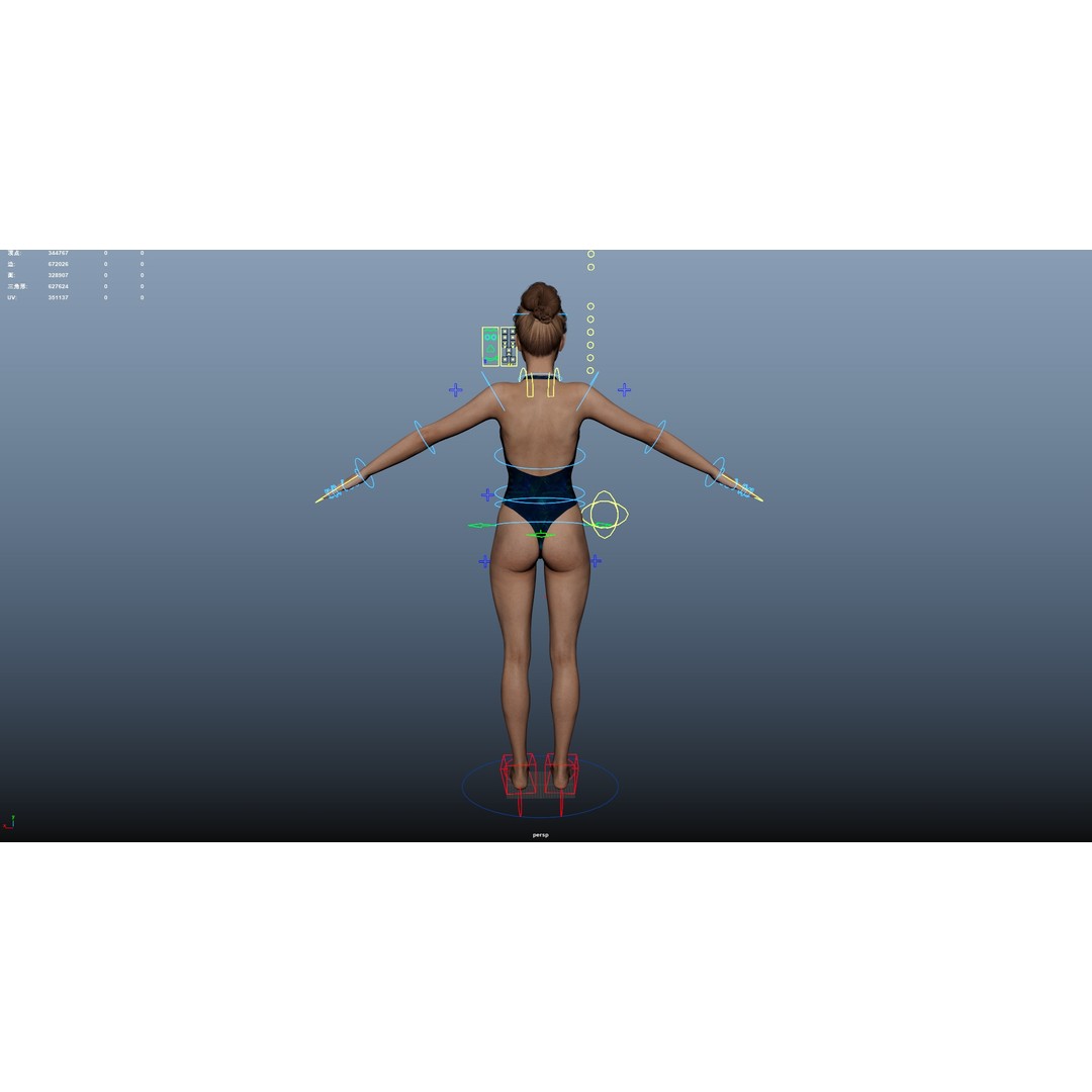 Female Paddleboarder 3D Model – Low Poly Rigged Character, FBX, OBJ - View 32