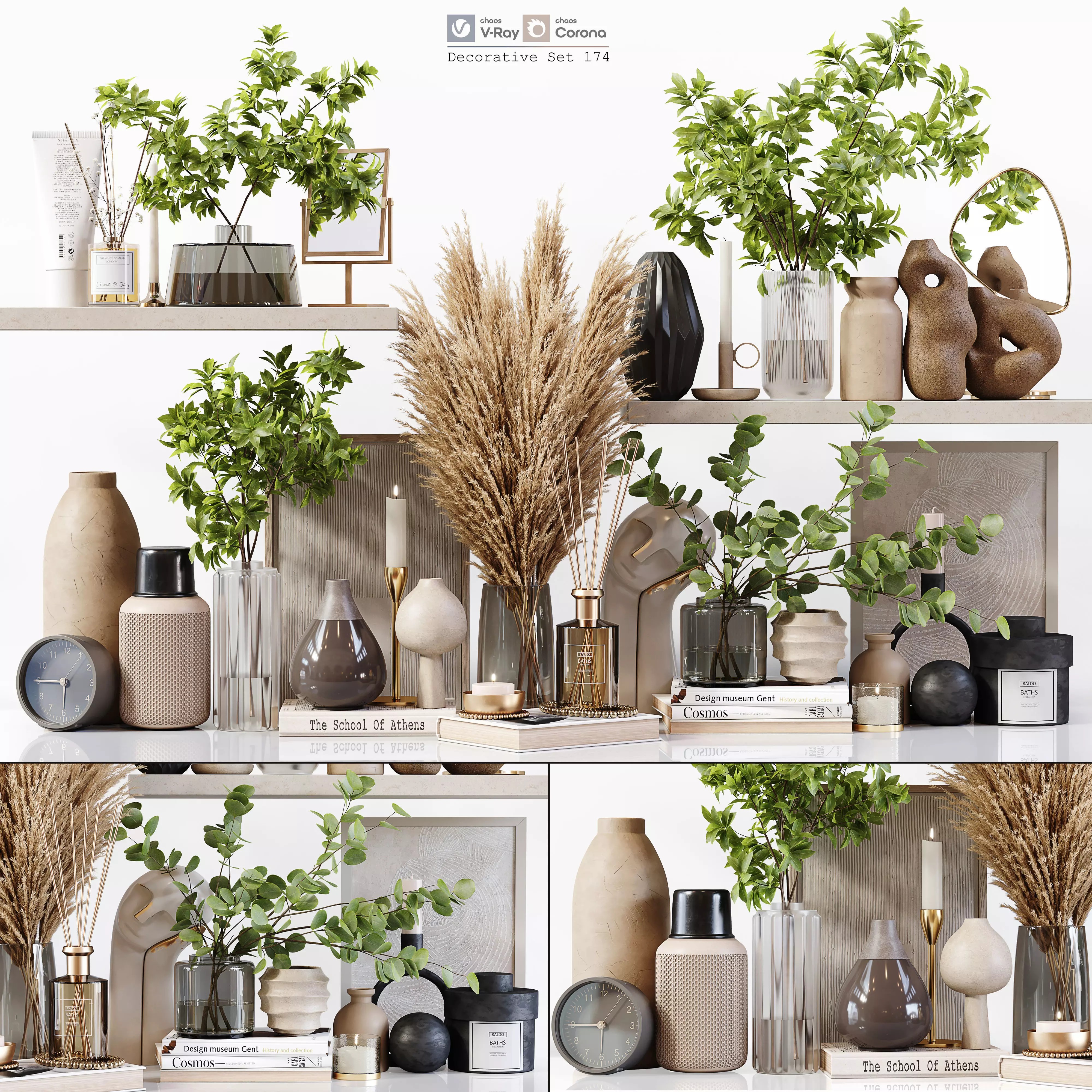 Decorative Set 174 - Low-Poly Game-Ready 3D Model - View 2