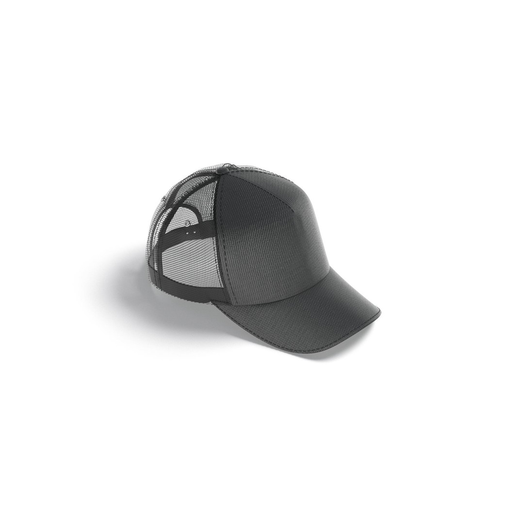 Black Trucker Hat 3D Model – Sport Mesh Baseball Cap, PBR Textures - View 3