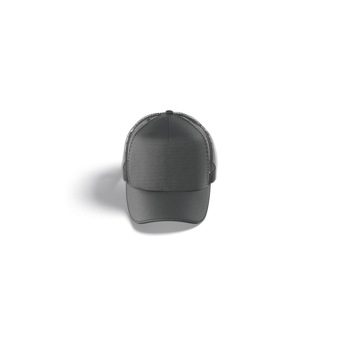 Black Trucker Hat 3D Model – Sport Mesh Baseball Cap, PBR Textures - View 5
