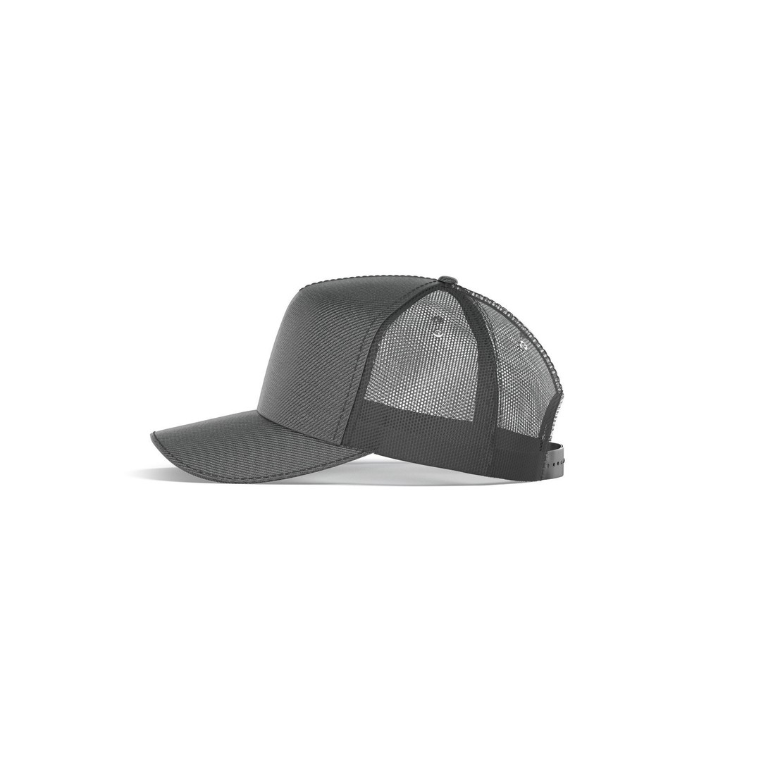 Black Trucker Hat 3D Model – Sport Mesh Baseball Cap, PBR Textures - View 6