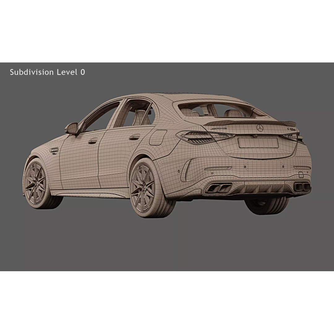 2023 Mercedes-Benz C63 S AMG E Performance F1 Edition 3D Model – High Poly Game Asset, FBX, OBJ - View 28