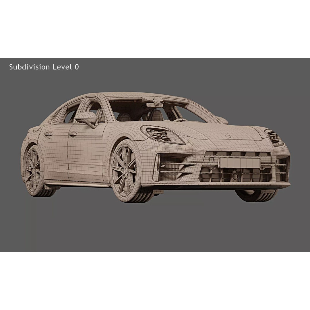 2024 Porsche Panamera 4 3D Model – High Poly Game-Ready Asset, FBX, OBJ - View 30