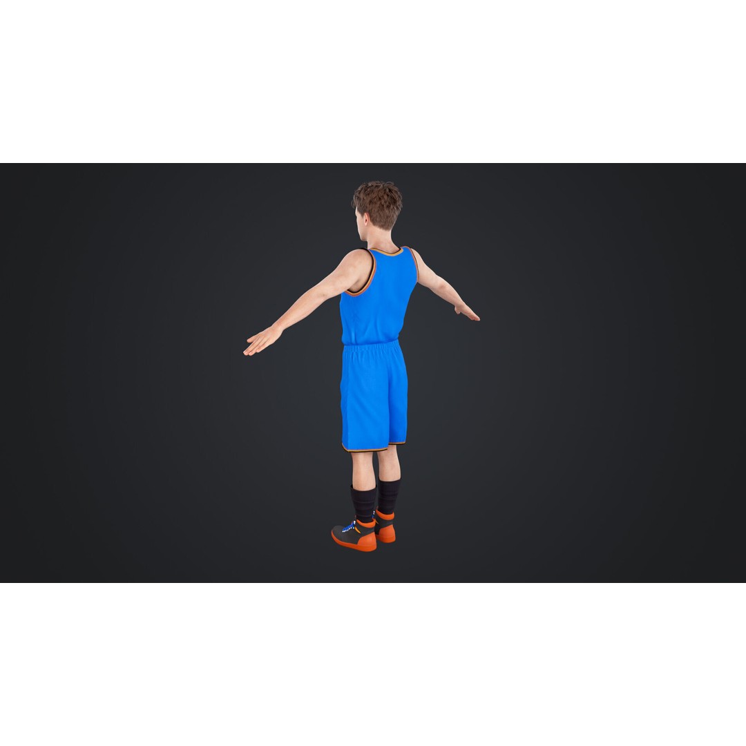Basketball Players 3D Model – Low Poly Rigged Character, FBX, OBJ - View 10