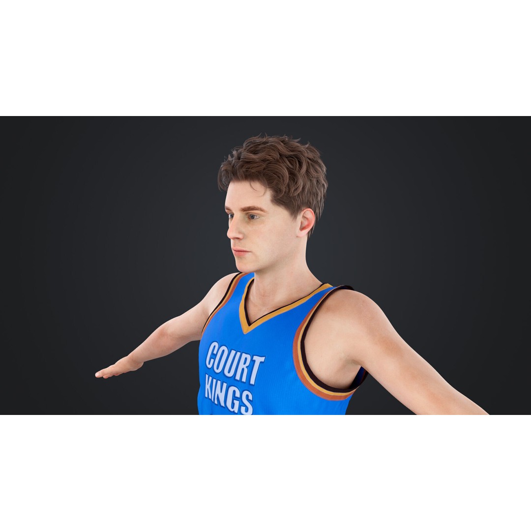 Basketball Players 3D Model – Low Poly Rigged Character, FBX, OBJ - View 13